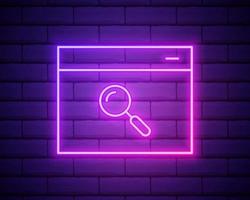 browser search webpage neon icon. Elements of browser set. vector