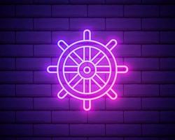 Ship wheel neon icon. Elements of summer set. vector