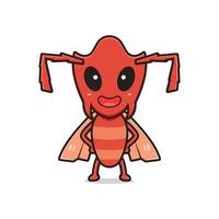 Cute ant mascot character cartoon icon illustration vector