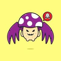 Cute flying poisonous mushroom cartoon icon illustration vector