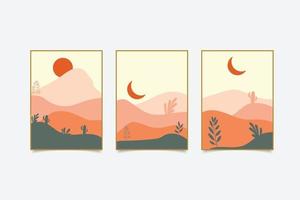 Hand drawn abstrct landscape cover collection vector