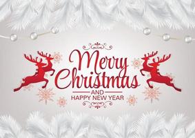 merry christmas and red reindeer art vector