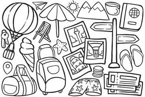 travel doodle object in cartoon style vector