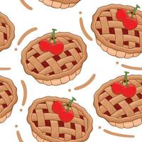 cheery pie seamless pattern in flat design style vector