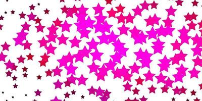 Dark Pink vector background with colorful stars.