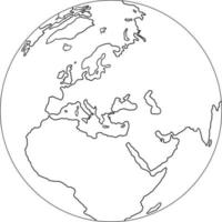 Freehand globe world map sketch on white background.