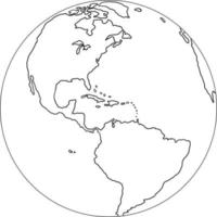 Freehand globe world map sketch on white background. vector