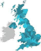 Mapa del Reino Unido cuadrado azul sobre fondo blanco. vector