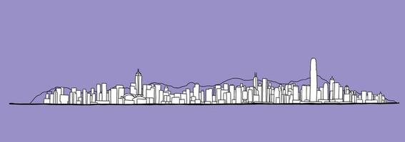 Hong kong skyline dibujo a mano alzada sobre fondo blanco. vector