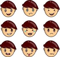 kid expression face head. kid smiley illustration. set of emoticon vector