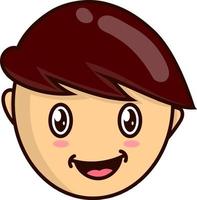 smile kid face illustration. emoticon face with brown hair cartoon