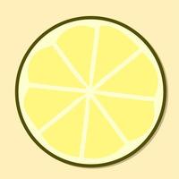 Slice lemon vector with outline style cartoon. yellow lemonade sliced