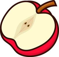 Red simple apple illustration. sliced bitten apple fruit for healthy vector