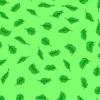 Green leaves pattern background with hand drawn style seamless vector