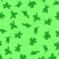 Green leaves pattern background with hand drawn style seamless vector