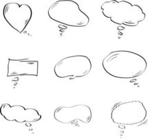 Set of bubble speech vector hand drawn style. balloon text