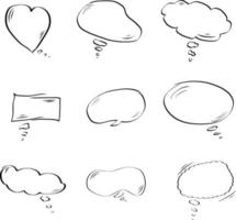 Set of bubble speech vector hand drawn style. balloon text