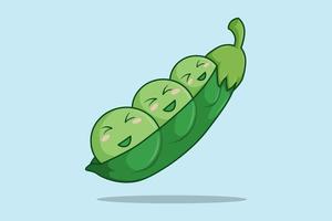 Happy green beans in vegetables world day cartoon illustration