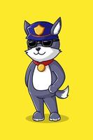ilustración de dibujos animados de perro policía vector