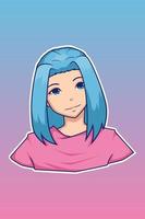 Pretty short hair girl character illustration vector