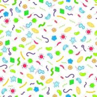 Bacterial microorganisms, germs and viruses colorful seamless pattern. vector