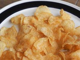Detail of crisps, potato chips, snack food photo