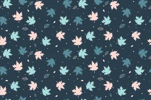 Maple leaf seamless pattern. Leaves. Defoliation. Dark version. vector