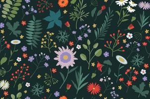 Wild Flowers Seamless Pattern vector