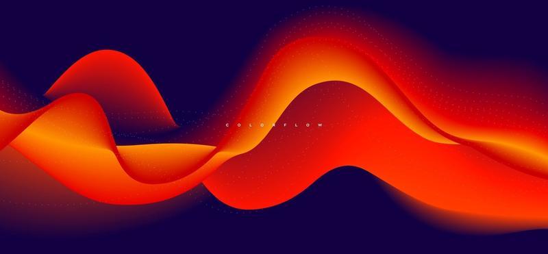 Abstract orange color flow on dark background