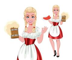 German girl in traditional costume on Oktoberfest vector