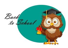 Cute wise owl. Funny owl, back to school concept vector