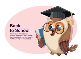 Owl in graduation cap. Back to school vector