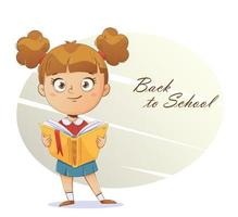 Cheerful schoolgirl holding a book vector
