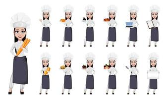 Beautiful baker woman in professional uniform vector