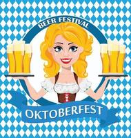 Oktoberfest, beer festival. Sexy redhead girl vector