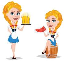 Oktoberfest. Redhead girl, two poses vector