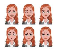 Face expressions of redhead business woman vector