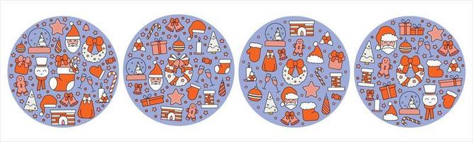 Pattern with symbols of Christmas and Happy New Year. In vintage style