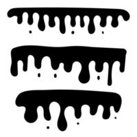 Silhouette of dripping liquid, splashing ink flowing down. paint drips vector