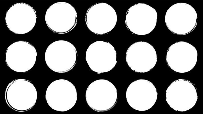 Dirty frames for design in grunge. Ink brush strokes textures of round