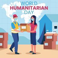 caridad y apoyo en el día humanitario vector