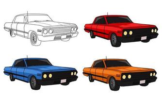 Hand drawn cars with different colors in a white background vector