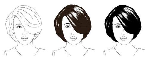 Hand drawn short hair girl collection
