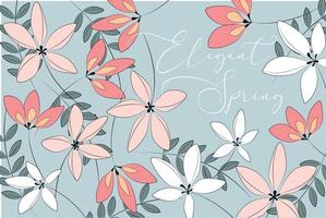 Elegant Spring Background with Flowers and Leaves vector