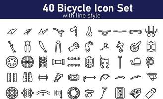 Set of Bicycle Parts with Solid Style Vector Pixel Perfect