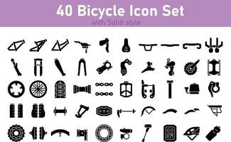 Set of Bicycle Parts with Solid Style Vector Pixel Perfect