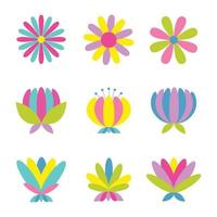 conjunto de iconos de flores de colores vector