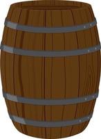 Barril de madera con correas de metal para cerveza, wiskey o vector de vino.