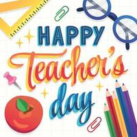 Happy Teachers Day Typography vector