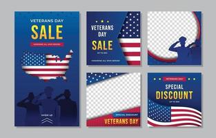 Veterans Day Sale Social Media Template vector